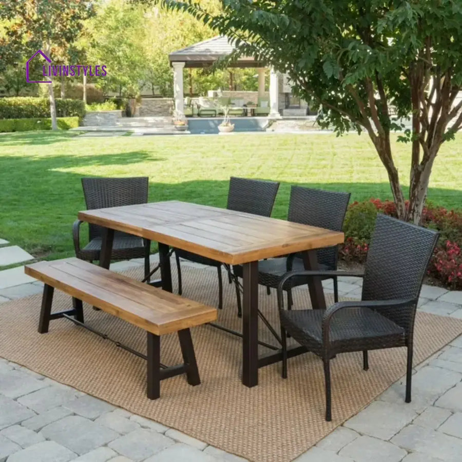 Fawzia Outdoor All-Weather Resistant Rattan Wicker 6-Piece Dining Set - Dining Set