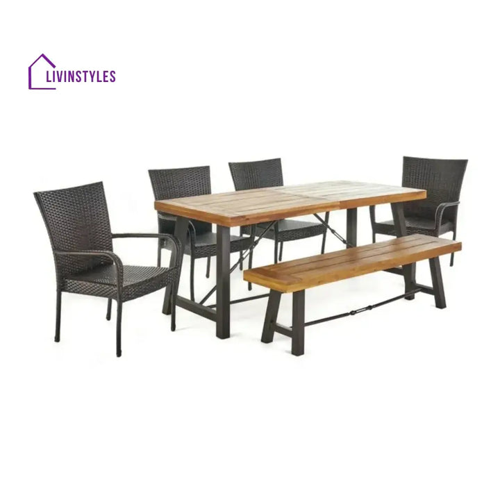 Fawzia Outdoor All-Weather Resistant Rattan Wicker 6-Piece Dining Set - Dining Set
