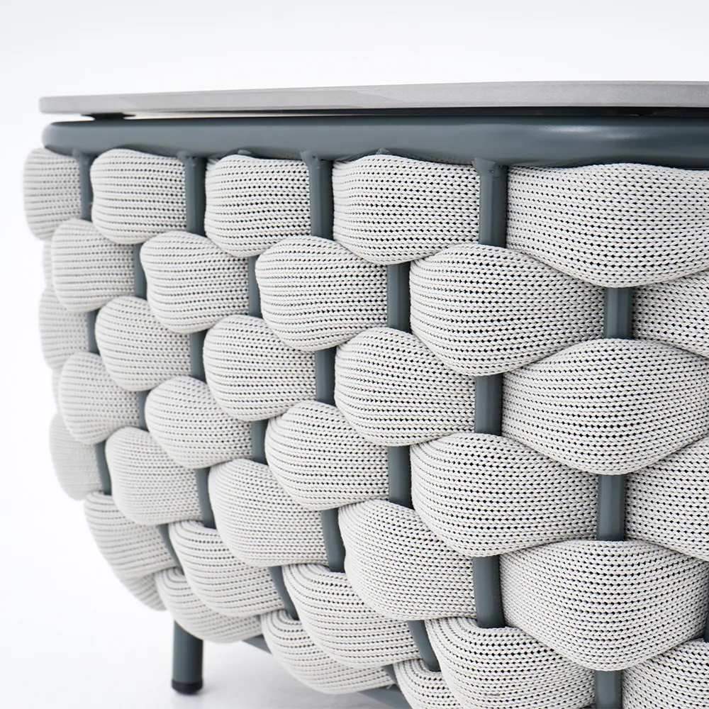 Fepel Outdoor Garden Balcony Sofa Set 2 Seater, 2 Single seater and 1 Center Table Set, Braid & Rope (Grey)