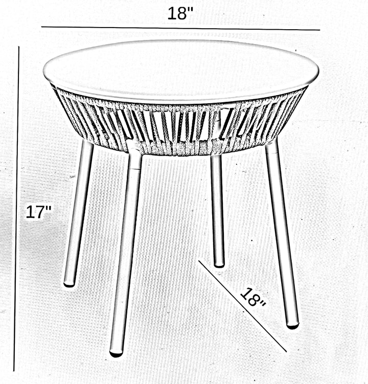 Milano Outdoor Patio Seating Set 2 Chairs and 1 Table Set (Grey) Braided & Rope