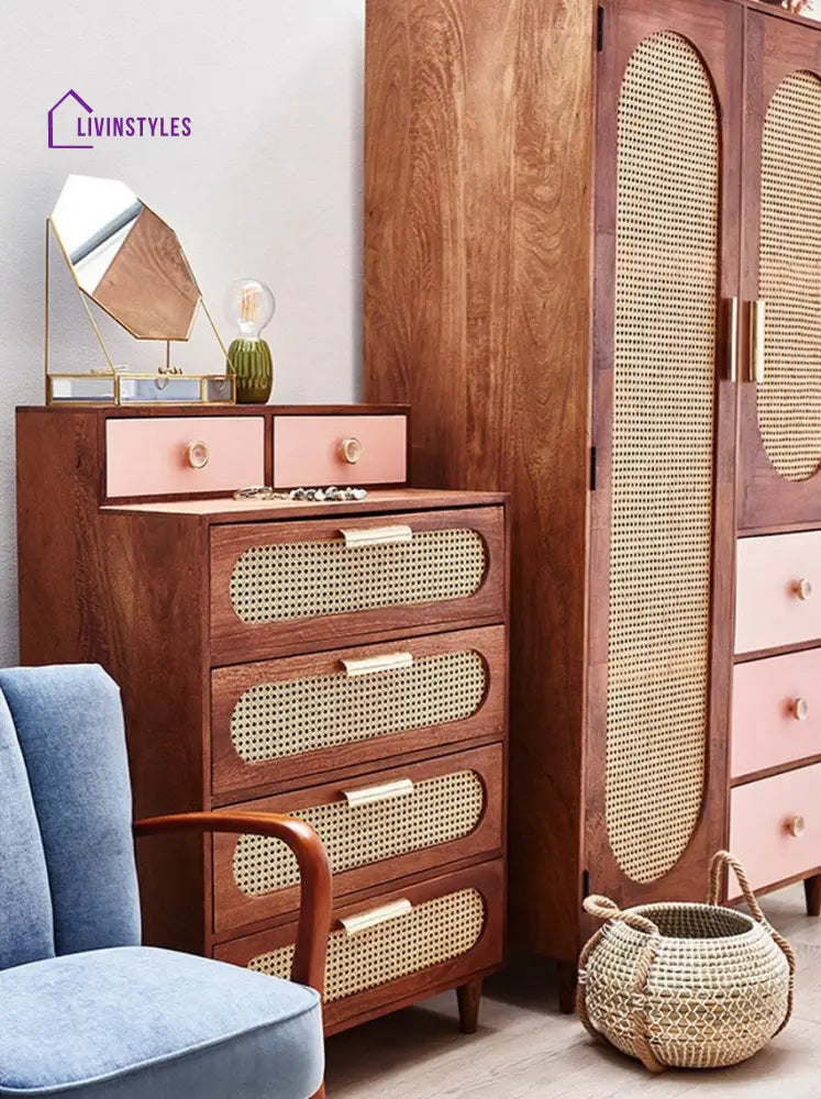 Fedora Rattan Solid Wood Tall Chest of Drawer chest of drawer