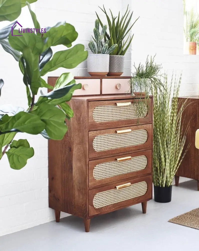 Fedora Rattan Solid Wood Tall Chest of Drawer chest of drawer