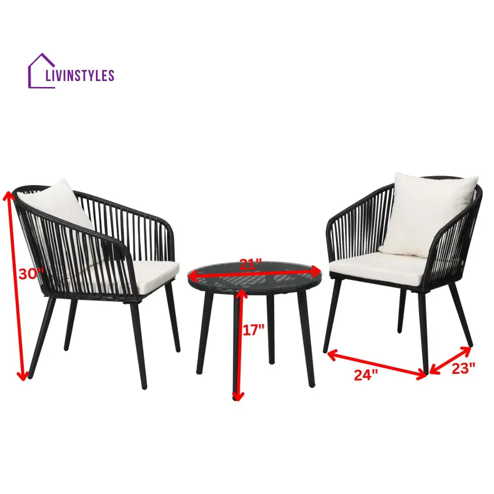 Feeds Outdoor Patio Seating Set 2 Chairs and 1 Table Set (Black) - Coffee Table Sets