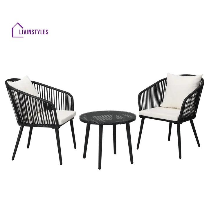 Feeds Outdoor Patio Seating Set 2 Chairs and 1 Table Set (Black) - Coffee Table Sets
