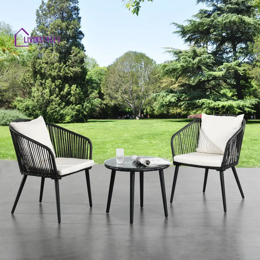 Feeds Outdoor Patio Seating Set 2 Chairs and 1 Table Set (Black) - Coffee Table Sets