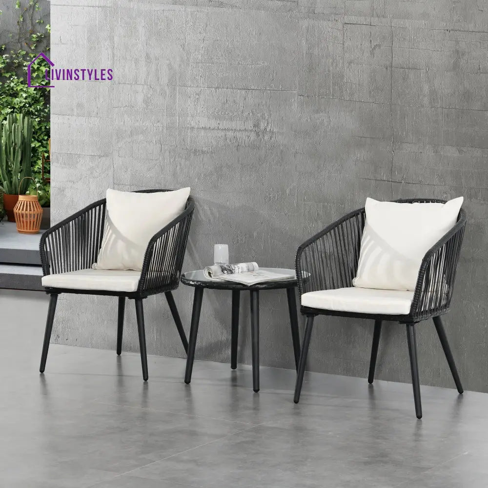 Feeds Outdoor Patio Seating Set 2 Chairs and 1 Table Set (Black) - Coffee Table Sets