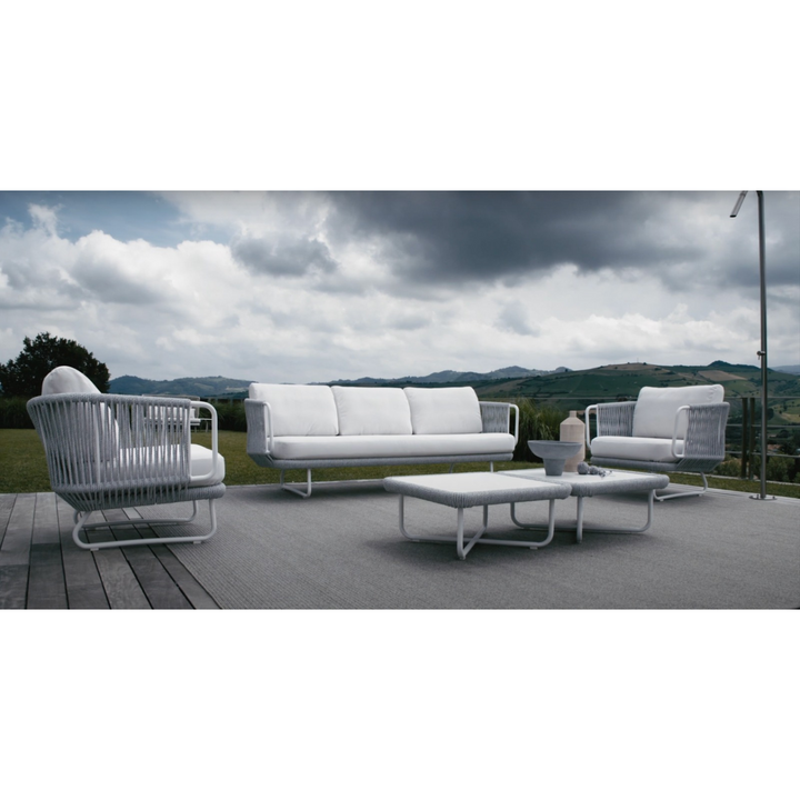 Astor Outdoor Garden Balcony Sofa Set 3 Seater , 2 Single Seater and 1 Center Table Set Braid & Rope (Grey-Off White)