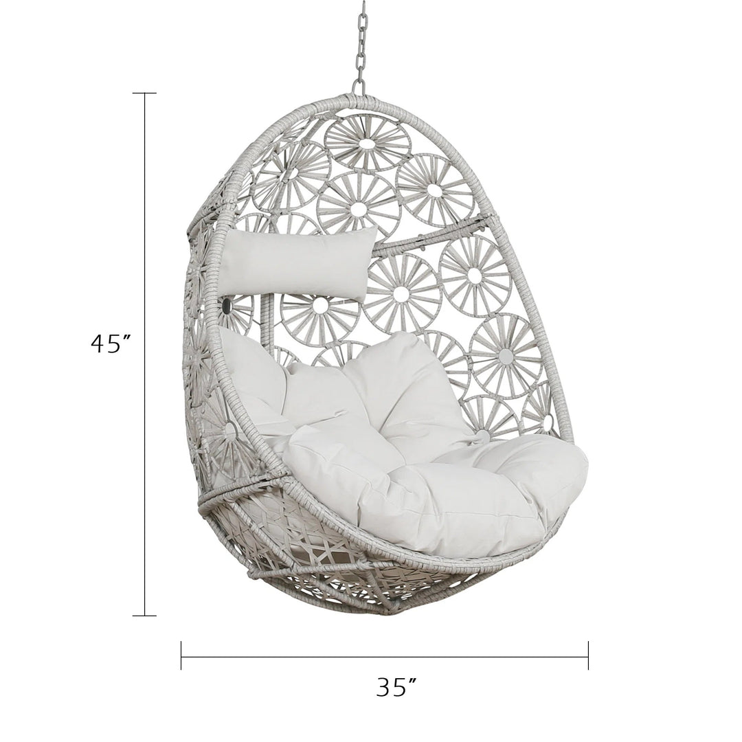 Benley Single Seater Hanging Swing Without Stand For Balcony , Garden Swing (White)