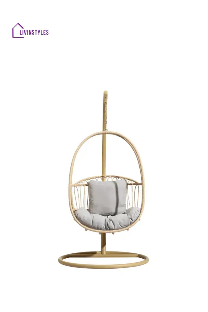 Felice Single Seater Hanging Swing With Stand For Balcony Garden (Honey) - Swings