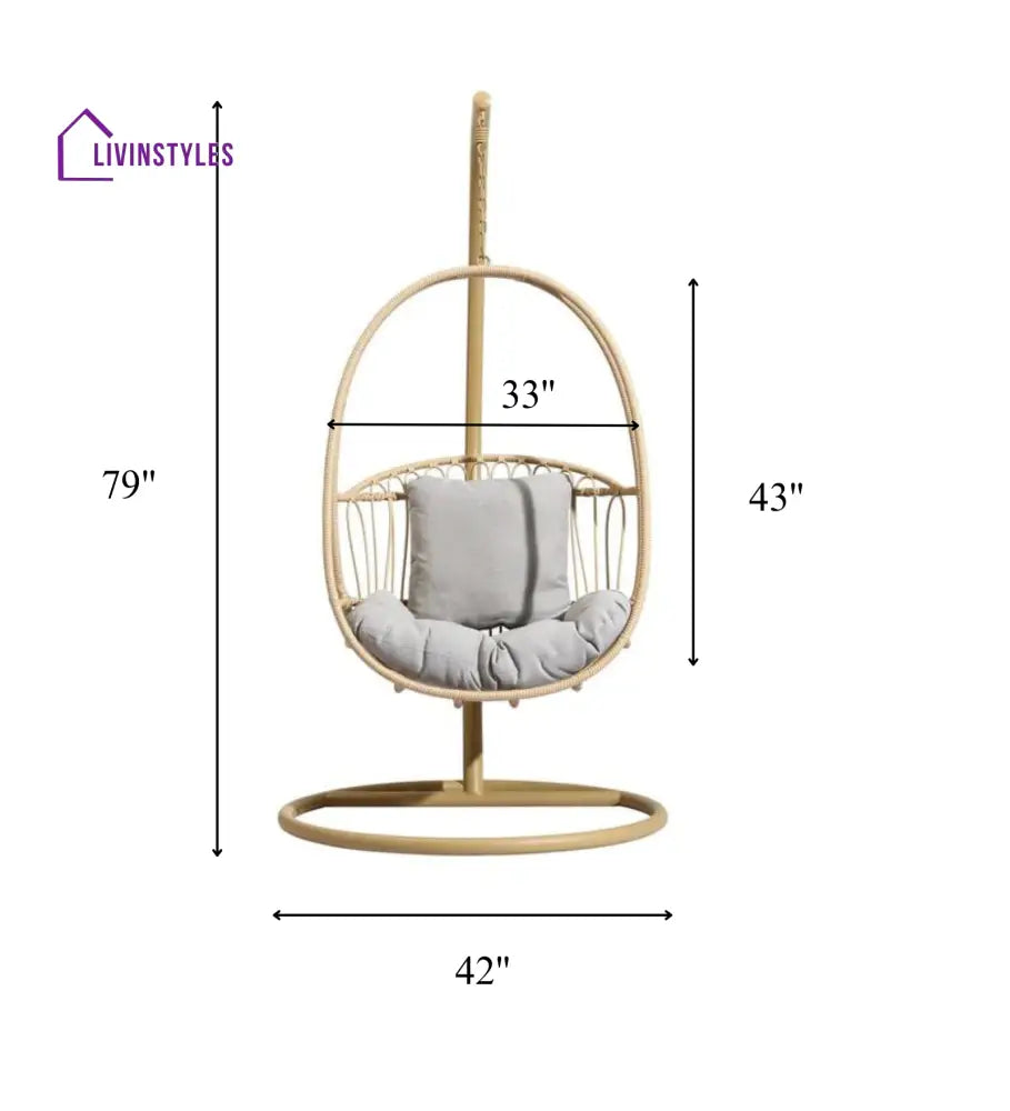 Felice Single Seater Hanging Swing With Stand For Balcony Garden (Honey) - Swings