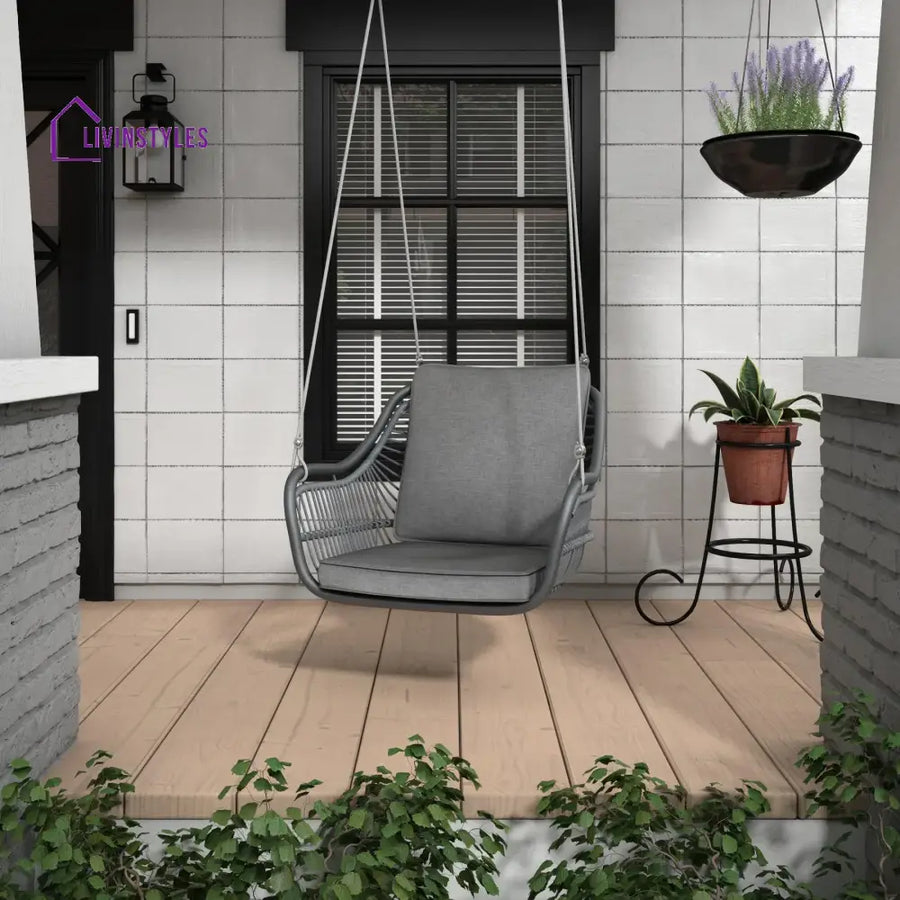 Felice Single Seater Hanging Swing Without Stand For Balcony Garden Swing (Grey) - Swings