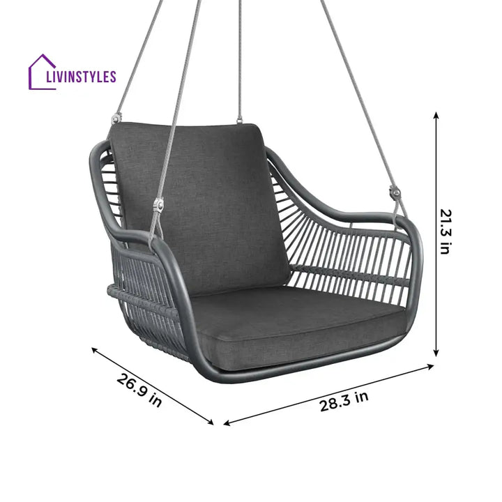 Felice Single Seater Hanging Swing Without Stand For Balcony Garden Swing (Grey) - Swings