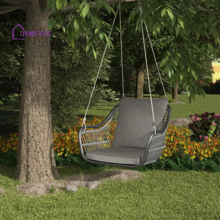 Felice Single Seater Hanging Swing Without Stand For Balcony Garden Swing (Grey) - Swings