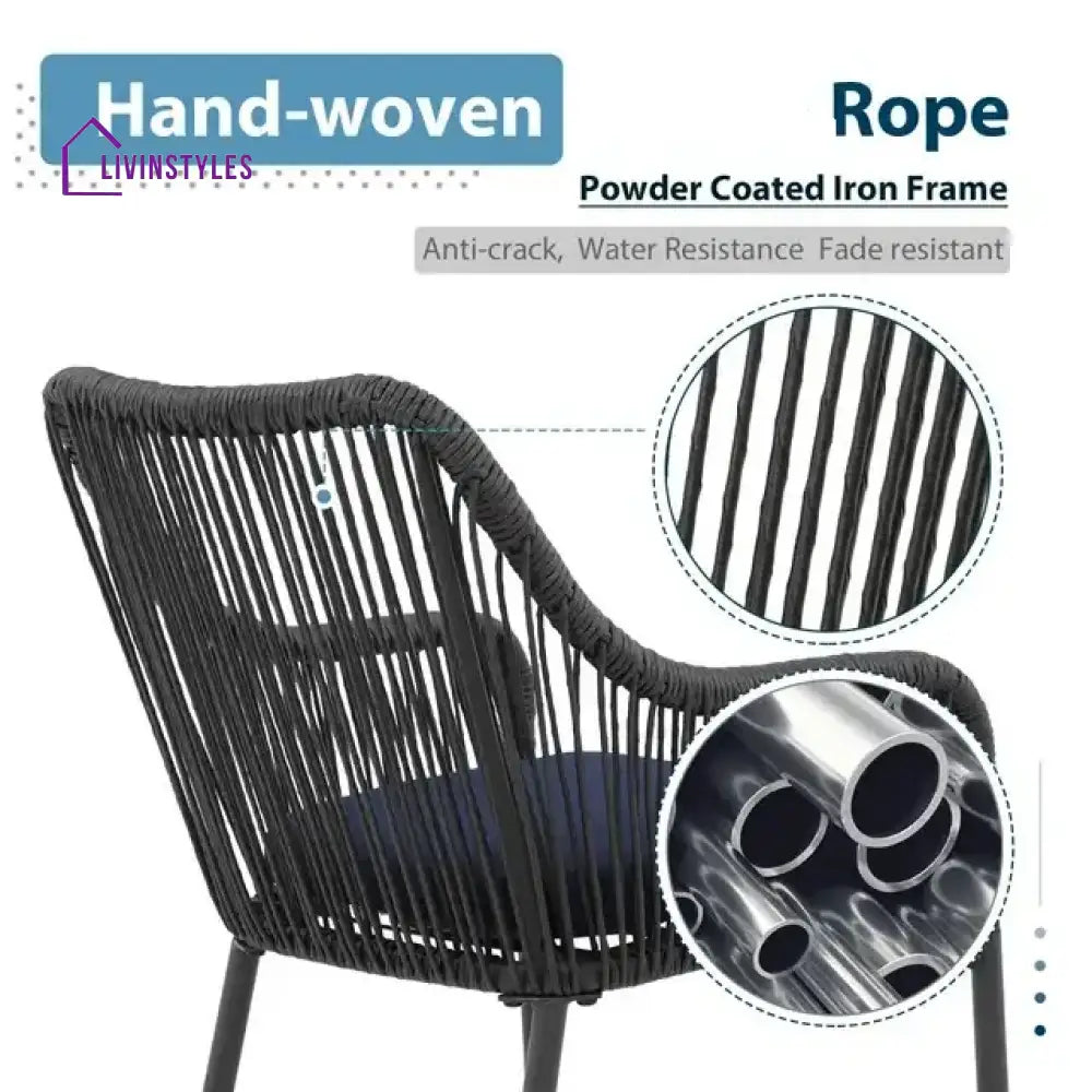 Feliciano Outdoor Patio Seating Set 2 Chairs Set Braided And Rope - Bar Sets