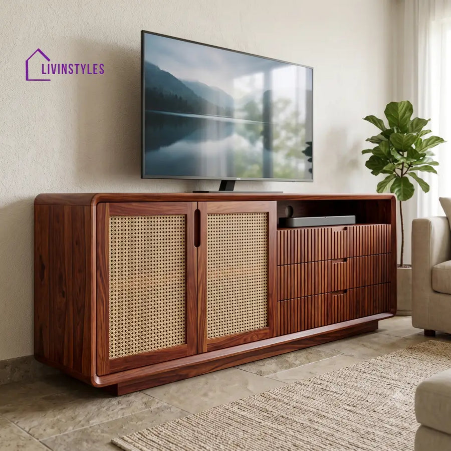 Felicie Solid Sheesham Wood Tv Unit for Living Room | Tv Cabinet | Tv Console Unit