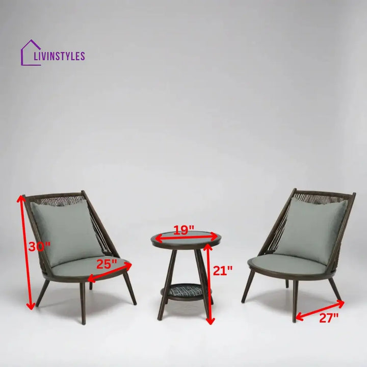 Felix Outdoor Patio Seating Set 2 Chairs and 1 Table Set (Brown) Braided & Rope - Coffee Table Sets
