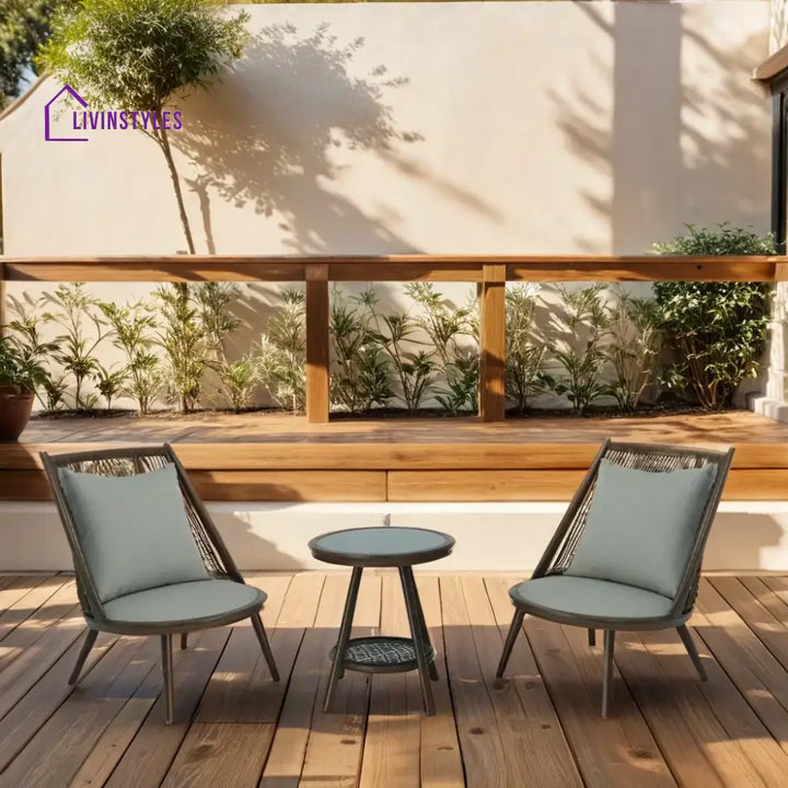 Felix Outdoor Patio Seating Set 2 Chairs and 1 Table Set (Brown) Braided & Rope - Coffee Table Sets