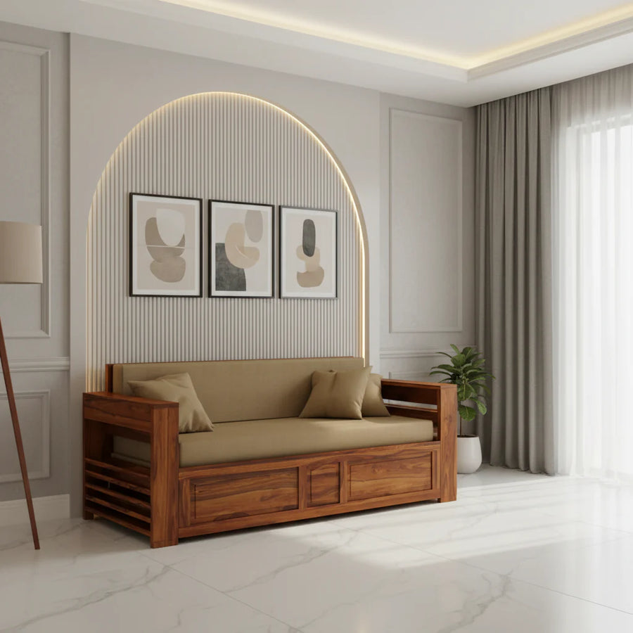 ModaLounge 3 Seater Sofa Cum Bed Sheesham Wood