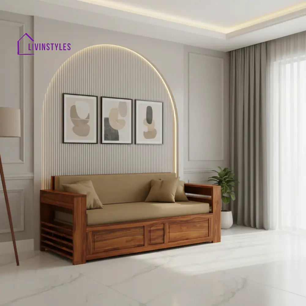 ModaLounge 3 Seater Sofa Cum Bed Sheesham Wood