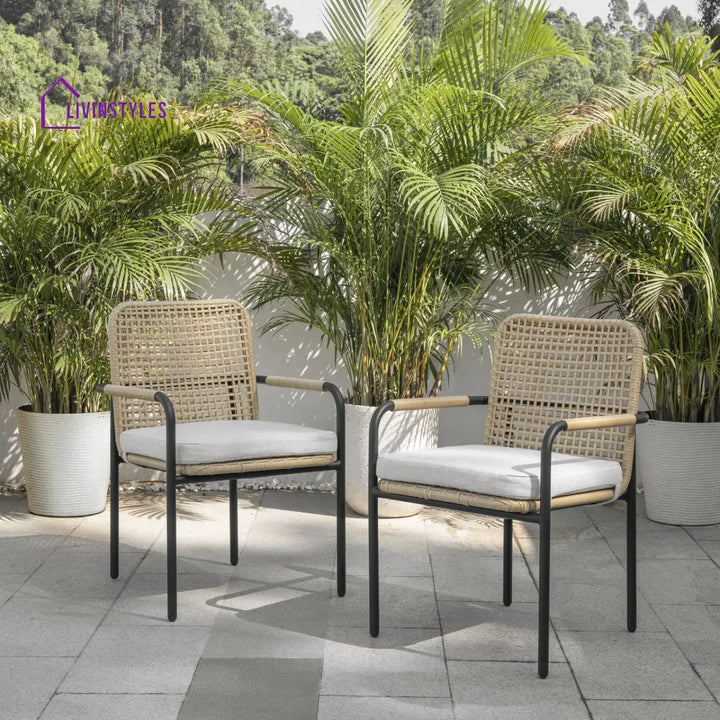 Femia Outdoor Patio Seating Set 2 Chairs Set (Honey) - Coffee Table Sets