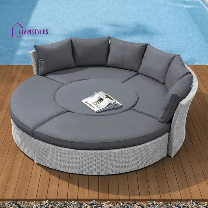 Femia Outdoor Poolside Sunbed With Cushion Daybed (Grey) - Sunbed