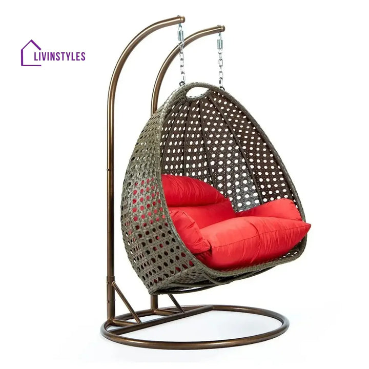 Fen Double Seater Hanging Swing Chair (Dark Brown/Red) Swing