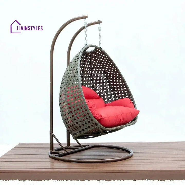 Fen Double Seater Hanging Swing Chair (Dark Brown/Red) Swing