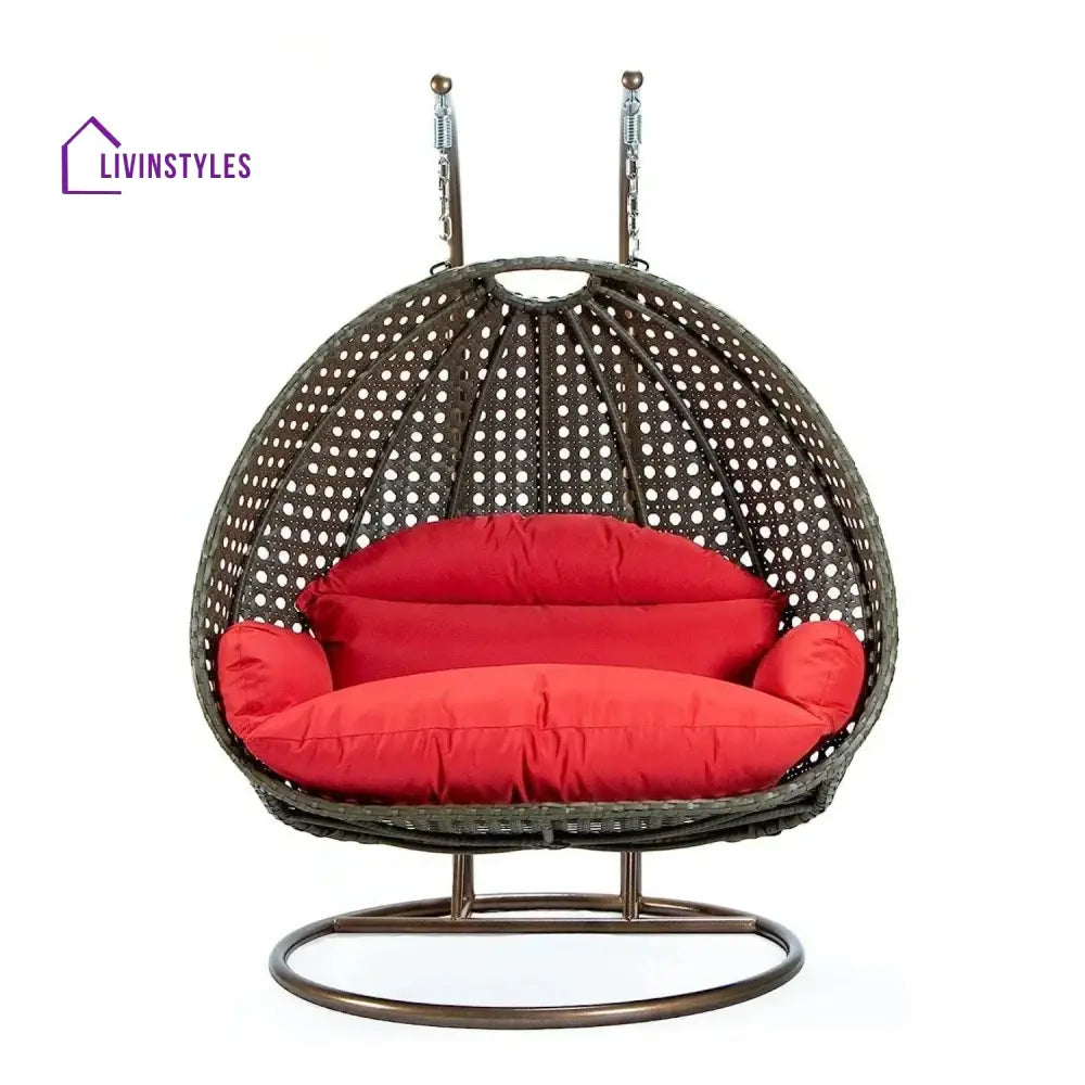 Fen Double Seater Hanging Swing Chair (Dark Brown/Red) Swing