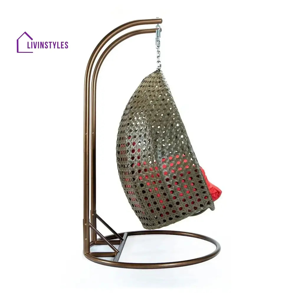 Fen Double Seater Hanging Swing Chair (Dark Brown/Red) Swing
