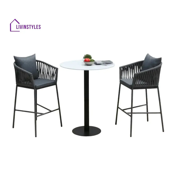 Fenna Premium Outdoor Rope Bar Set With a High-Top Round Table - Bar Set
