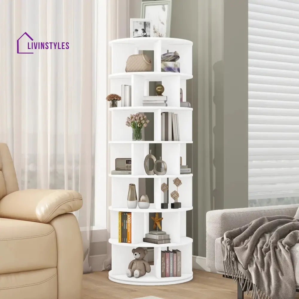 Feodora Engineered Wood Rotating Shoe Rack for Home