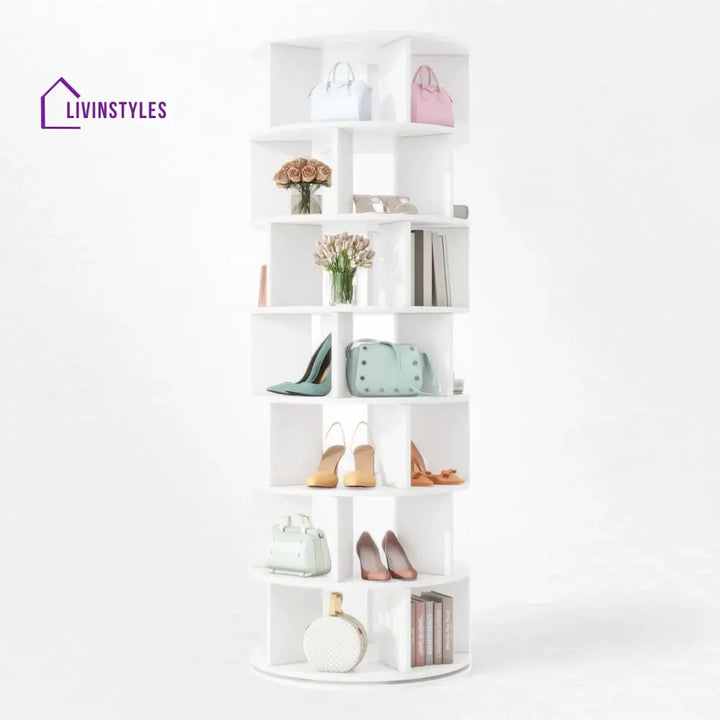 Feodora Engineered Wood Rotating Shoe Rack for Home
