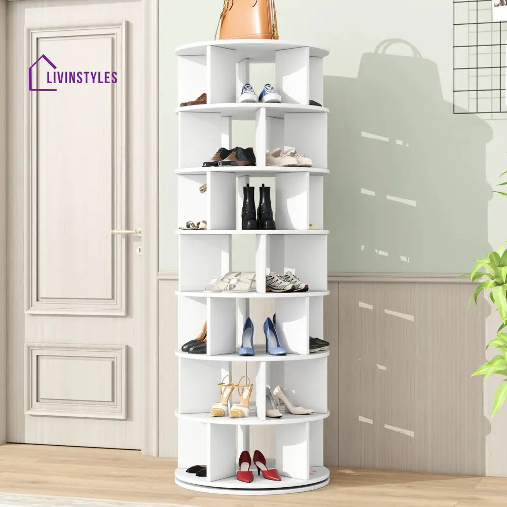 Feodora Engineered Wood Rotating Shoe Rack for Home