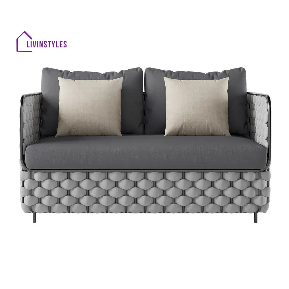 Fepel Outdoor Garden Balcony Sofa Set 2 Seater 2 Single seater and 1 Center Table Set Braid & Rope (Grey) - Sofa Sets