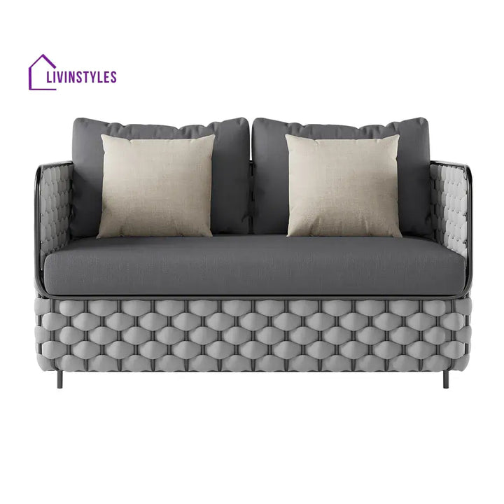 Fepel Outdoor Garden Balcony Sofa Set 2 Seater 2 Single seater and 1 Center Table Set Braid & Rope (Grey) - Sofa Sets