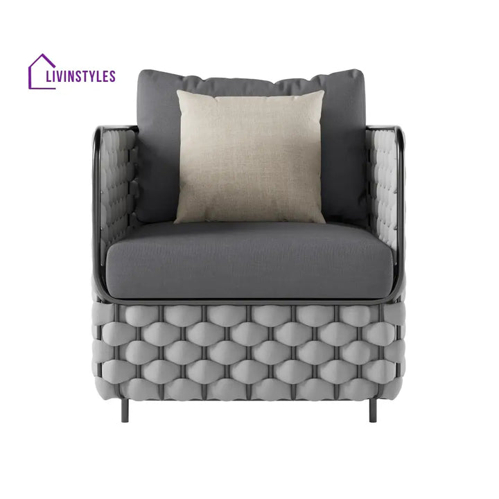 Fepel Outdoor Garden Balcony Sofa Set 2 Seater 2 Single seater and 1 Center Table Set Braid & Rope (Grey) - Sofa Sets