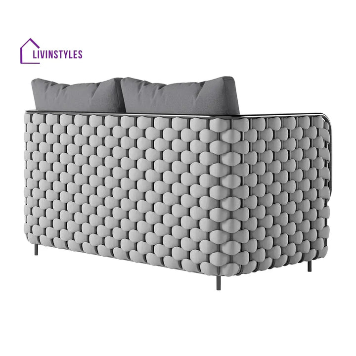 Fepel Outdoor Garden Balcony Sofa Set 2 Seater 2 Single seater and 1 Center Table Set Braid & Rope (Grey) - Sofa Sets