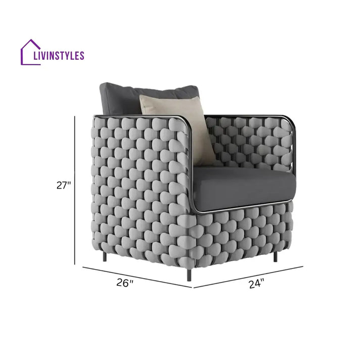 Fepel Outdoor Garden Balcony Sofa Set 2 Seater 2 Single seater and 1 Center Table Set Braid & Rope (Grey) - Sofa Sets