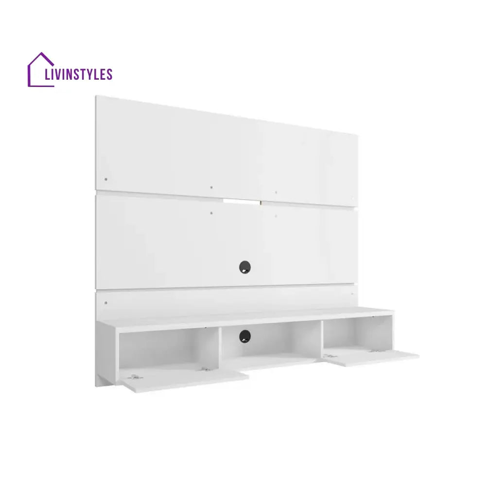 Fern Wall Mounted White Finish Tv Unit Stand for Living Room