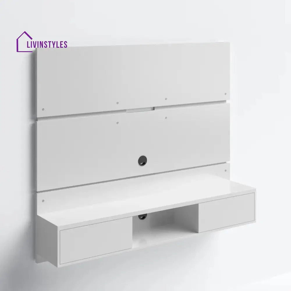 Fern Wall Mounted White Finish Tv Unit Stand for Living Room