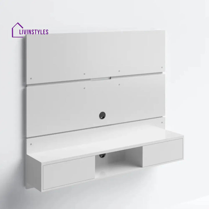Fern Wall Mounted White Finish Tv Unit Stand for Living Room