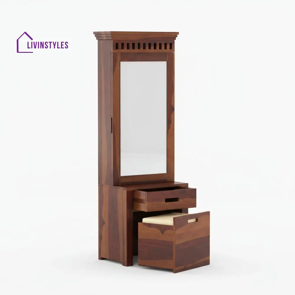 Fernanda sheesham wood dressing table with storage and seating