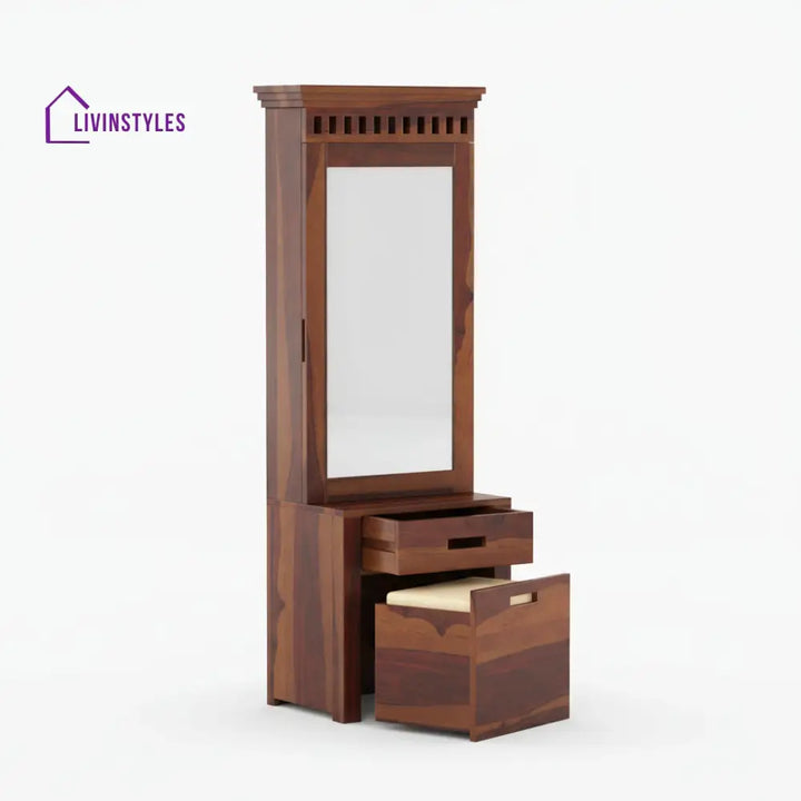 Fernanda sheesham wood dressing table with storage and seating