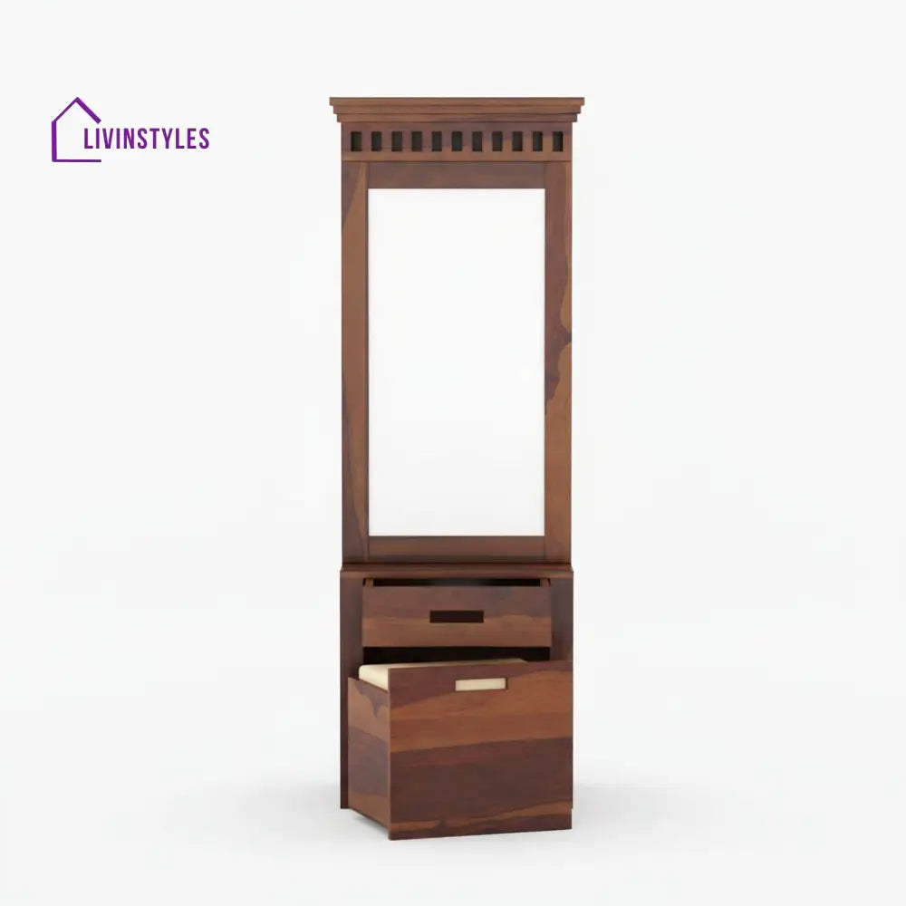 Fernanda sheesham wood dressing table with storage and seating