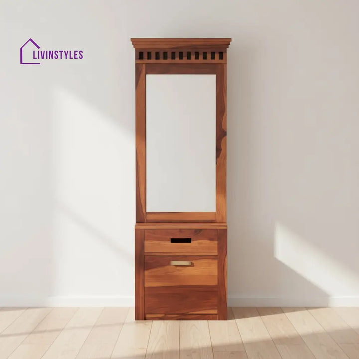 Fernanda sheesham wood dressing table with storage and seating HONEY