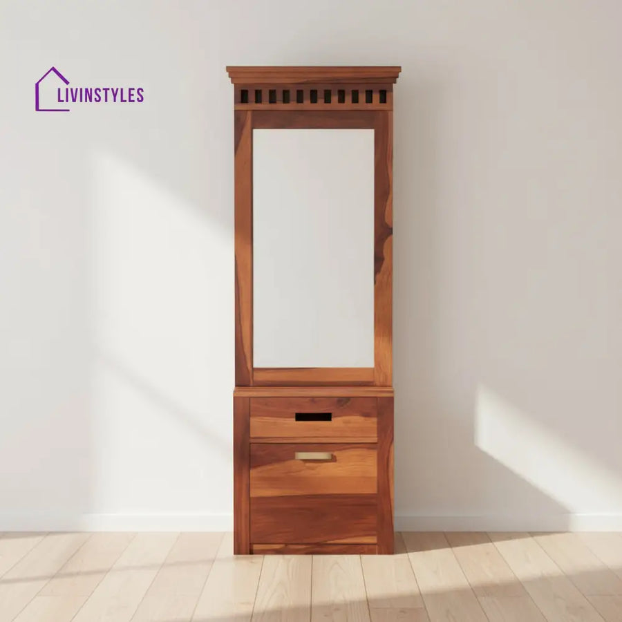 Fernanda sheesham wood dressing table with storage and seating HONEY