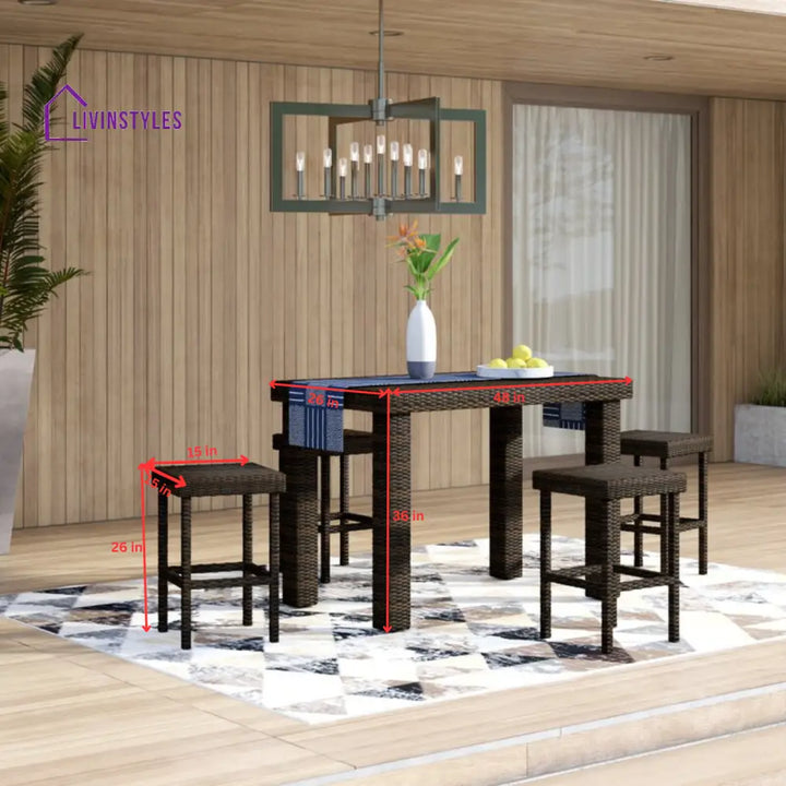 Ferri Outdoor Patio Bar Sets 4 Stools and 1 Table (Brown) - Bar Sets