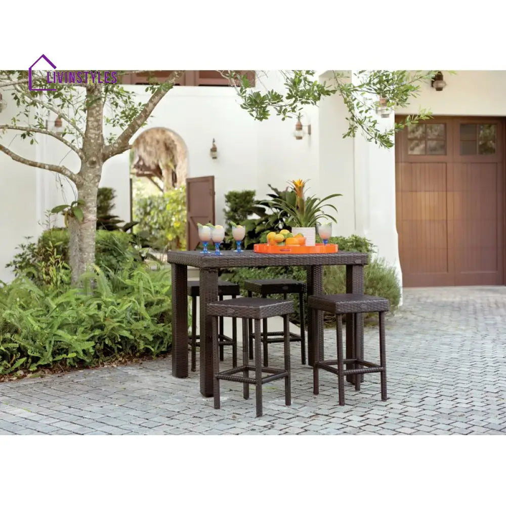Ferri Outdoor Patio Bar Sets 4 Stools and 1 Table (Brown) - Bar Sets