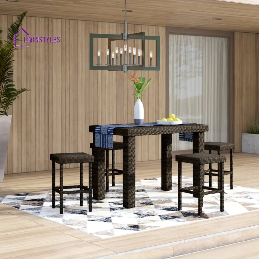 Ferri Outdoor Patio Bar Sets 4 Stools and 1 Table (Brown) - Bar Sets