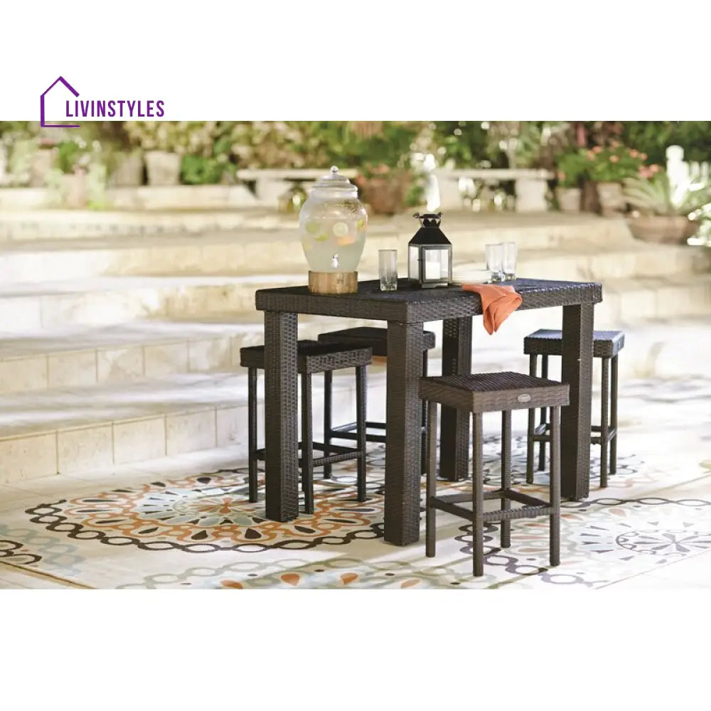 Ferri Outdoor Patio Bar Sets 4 Stools and 1 Table (Brown) - Bar Sets